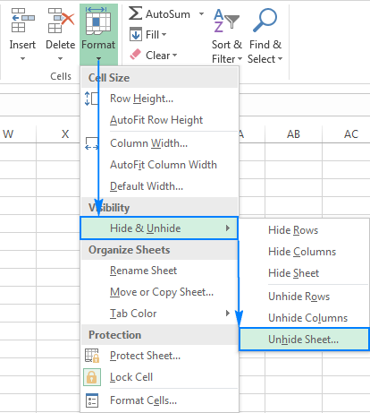unhide sheets in excel for mac